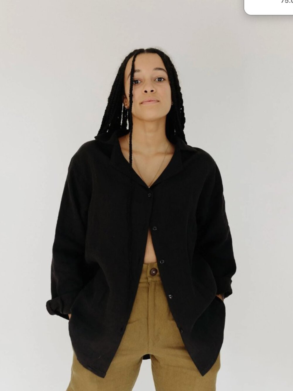 The Pym Long Sleeve Shirt // JIMI Collection // XS // Black 7oz Linen